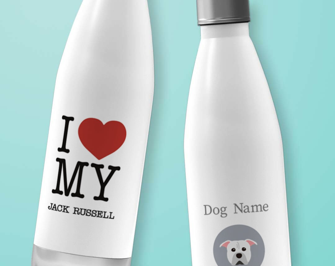 Two Insulated Metal Personalised Dog Water Bottles